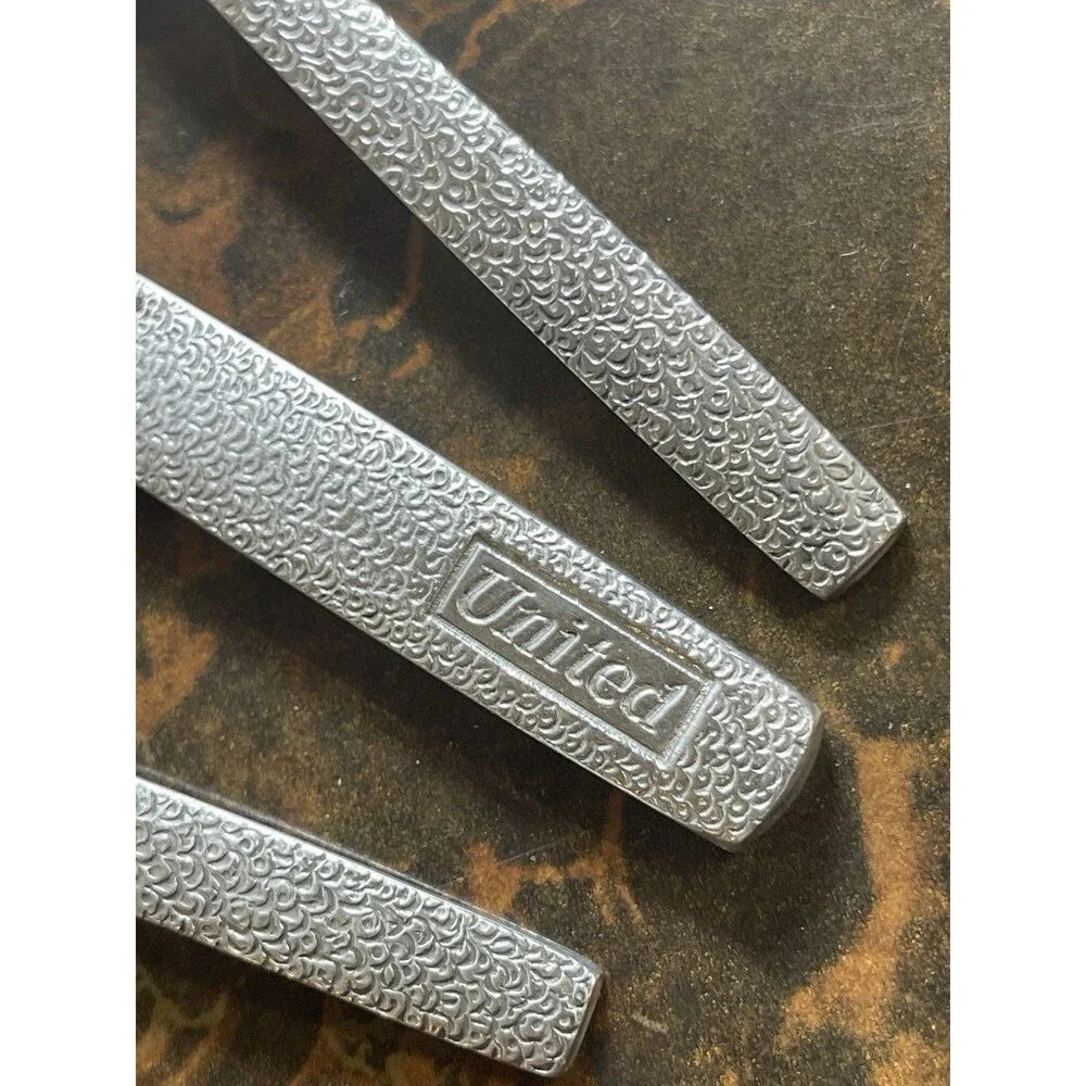 United Airlines Cutlery, Stainless 3-Piece Set - Silverware - Fish Scale Pattern
